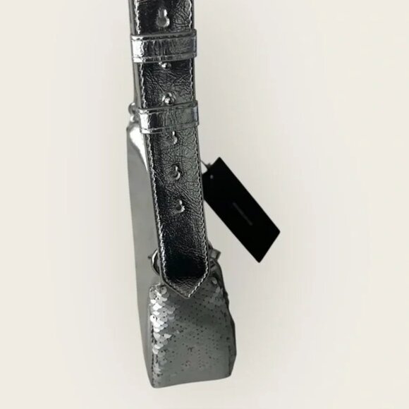 NWT Nicole Miller Silver Hobo Mini Y2K Shoulder Bag NEW - Picture 3 of 5